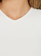 Women's Daily Define High V Neck Short Sleeve Top White