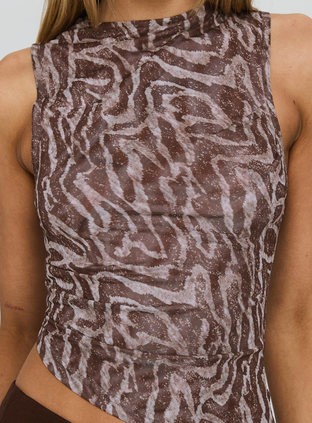 Women's Sunburn Asymmetrical Top Brown Zebra