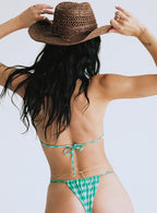 Women's Cali Bikini Top Green Gingham — Swimwear