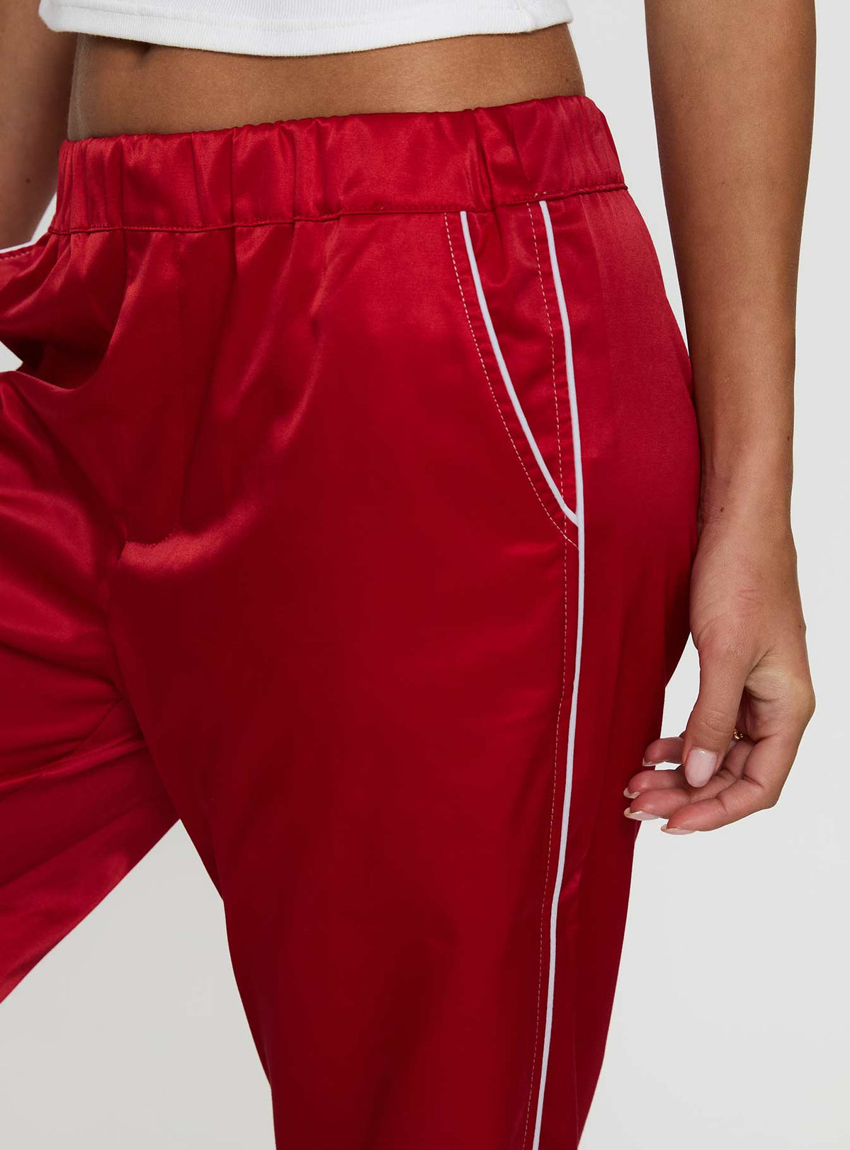 Women's Travalta Satin Track Pant Red