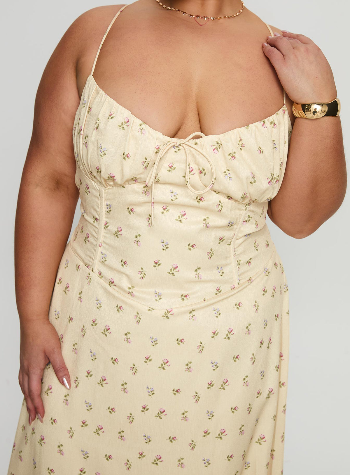 Women's Members Only Maxi Dress Yellow Floral Curve — Dress