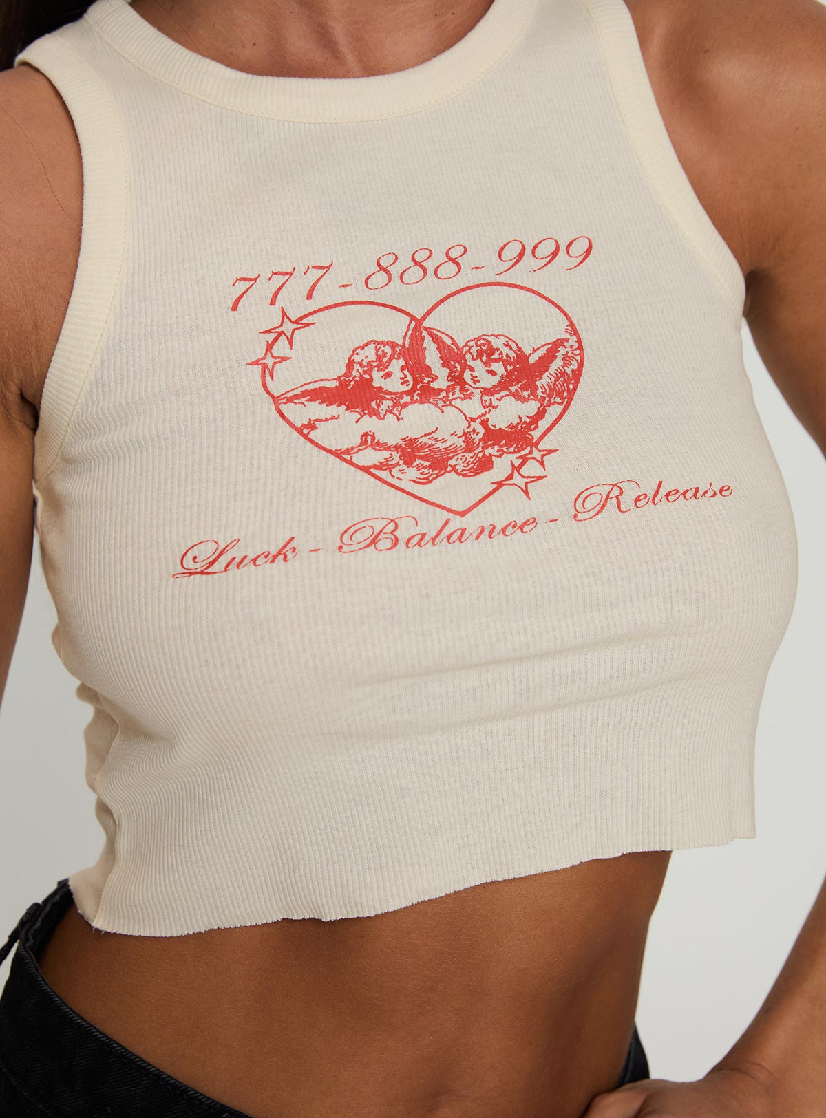 Women's Luck Heart Angels Top White