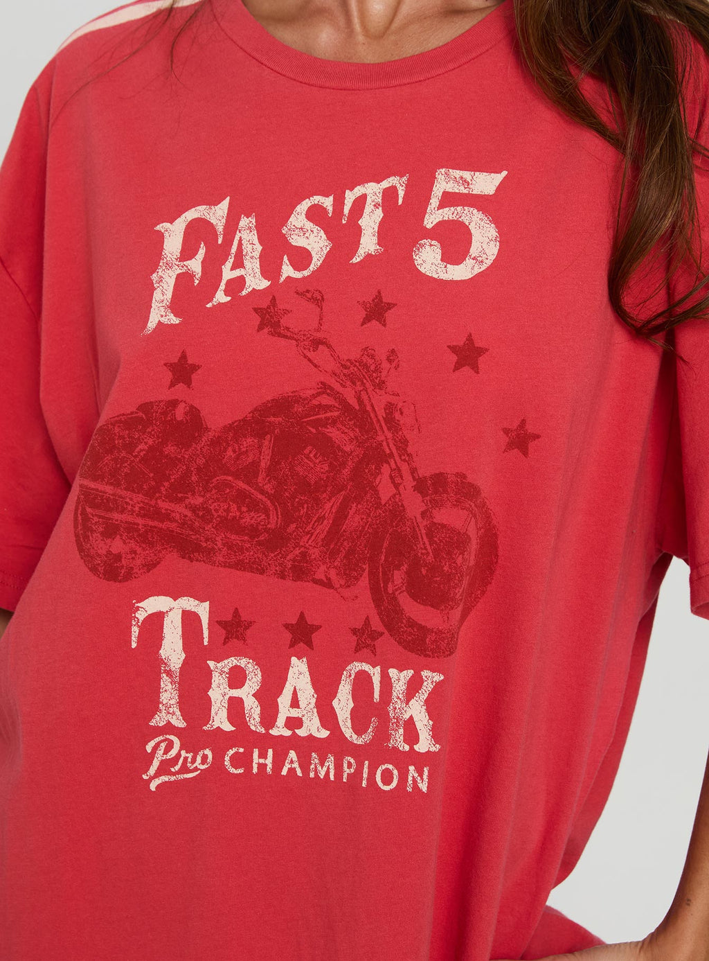 Women's Fast Track Oversized Graphic Top Red