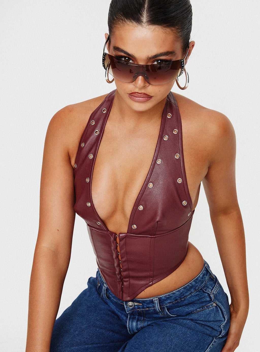 Women's Palladia PU Jordy Corset Burgundy