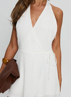 Women's Summer Renaissance Wrap Playsuit White — Jumpsuit or Romper