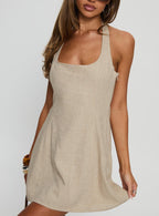 Women's Florelli Halter Mini Dress Oat — Dress