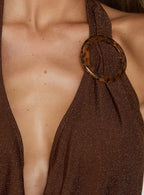 Women's Lanelle Ring Detail Mini Dress Chocolate — Dress