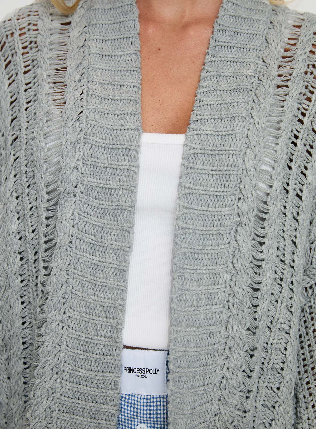 Women's Abner Cable Cardigan Light Grey — Sweater