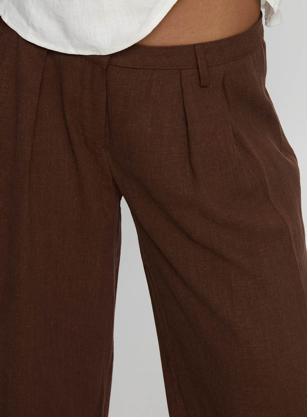 Women's Vianca Low Rise Linen Pant Chocolate