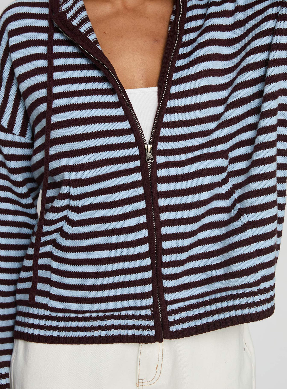 Women's Brienna Zip Jacket Burgundy / Blue Stripe — Sweater