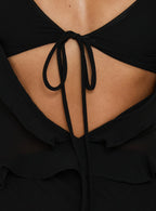 Women's Isamia Frill Cutout Maxi Dress Black — Dress