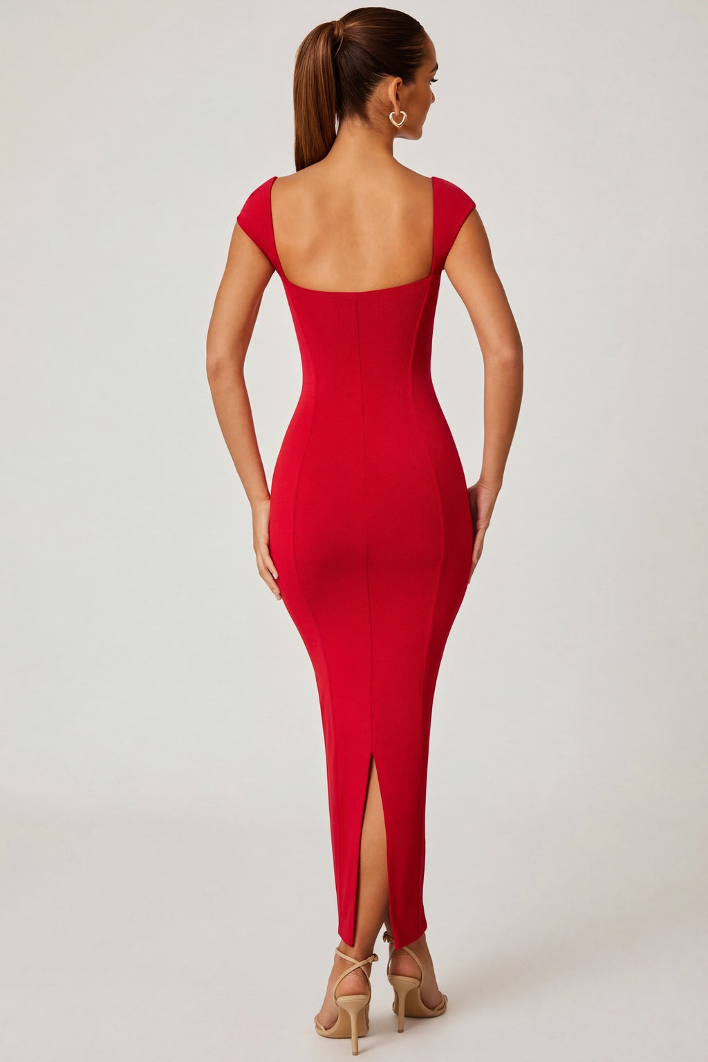 Women's Sweetheart Neckline Maxi Dress in Red — Dress