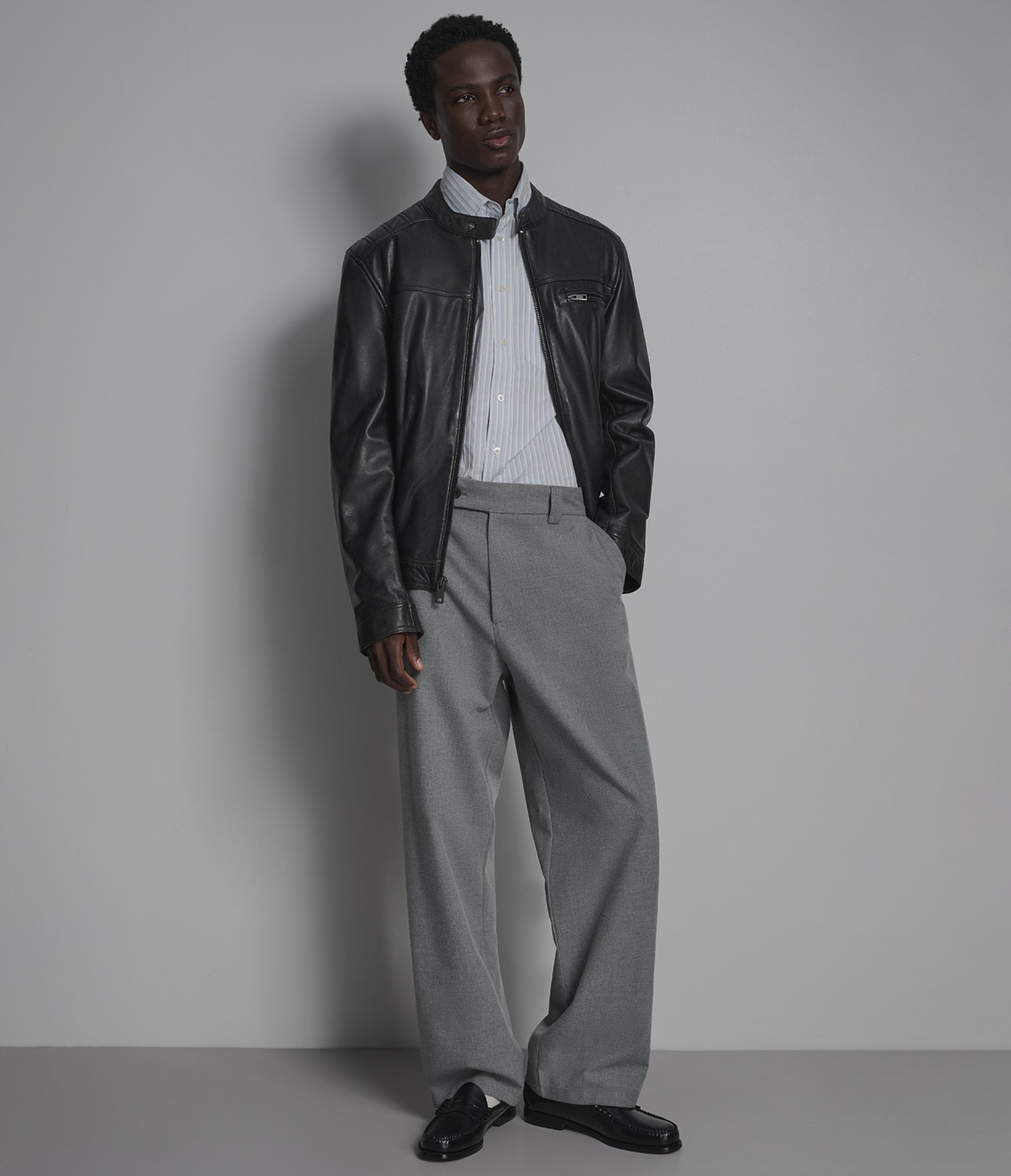 Ethan Leather Racer Jacket