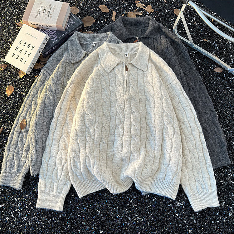 Women's Cable-Knit Quarter-Zip Sweater