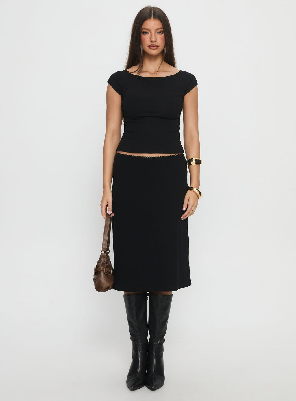 Women's Baseline Boat Neck Top Black