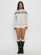 Women's Overstayed Zip Through Cardigan Grey — Sweater