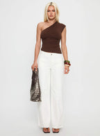 Women's Amelyn One Shoulder Top Brown