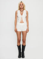 Women's Wavecrest Tie Up Set White