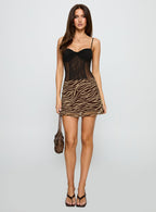 Women's Feed The Soul Mini Skirt Brown / Zebra