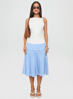 Women's Raelan Tiered Midi Skirt Blue Stripe