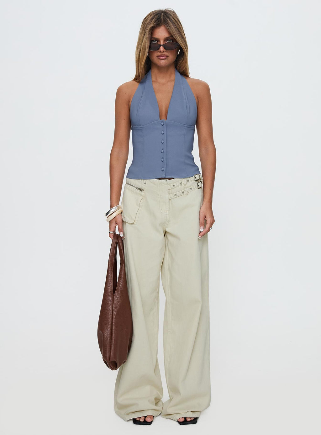 Women's Serefina Halter Top Blue Slate