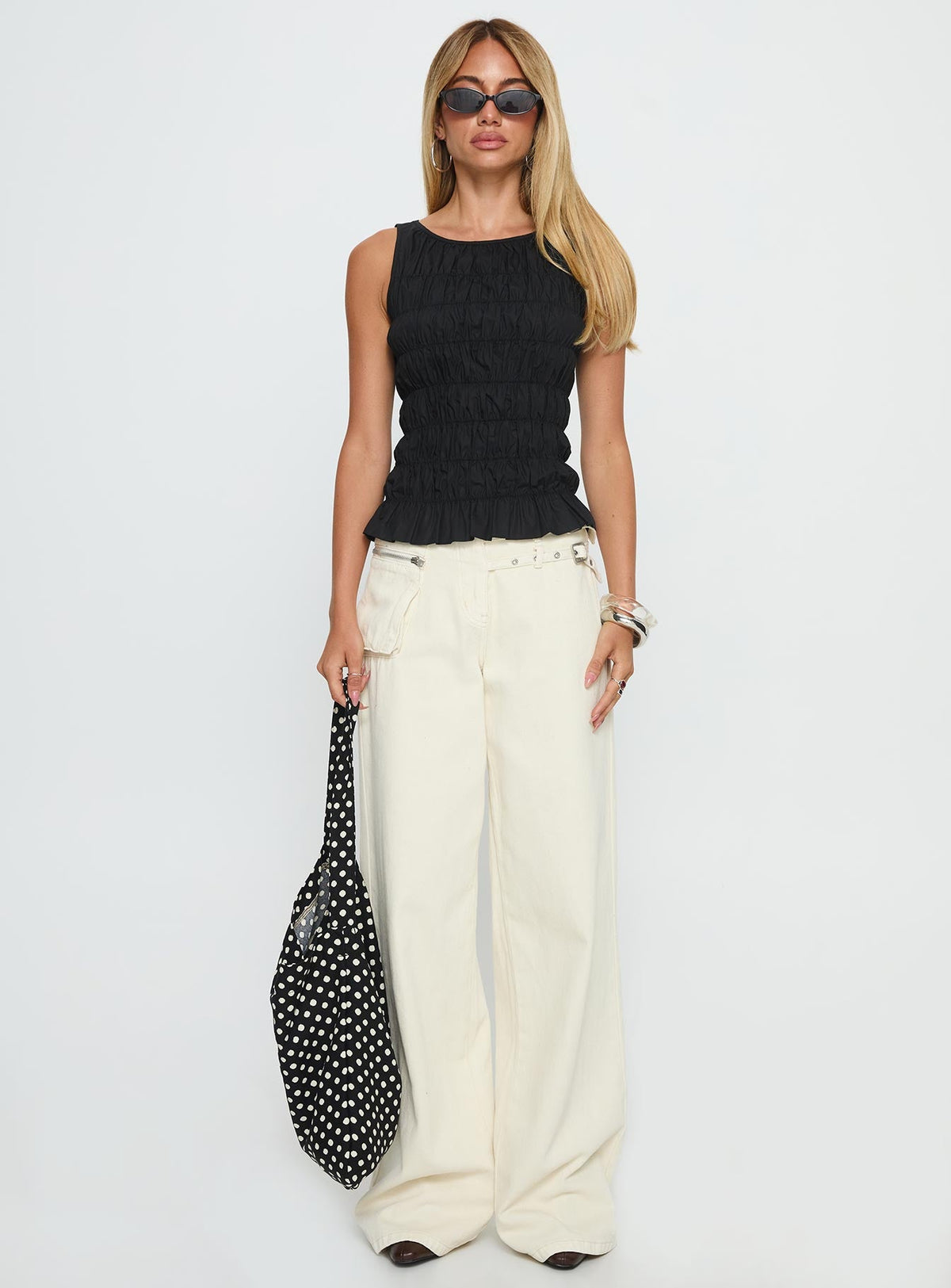 Women's Marleene Shirred Top Black