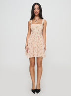 Women's Straplie Mini Dress Cream Floral — Dress
