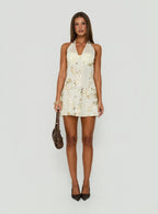 Women's Verdanea Halter Beaded Mini Dress Gold — Dress