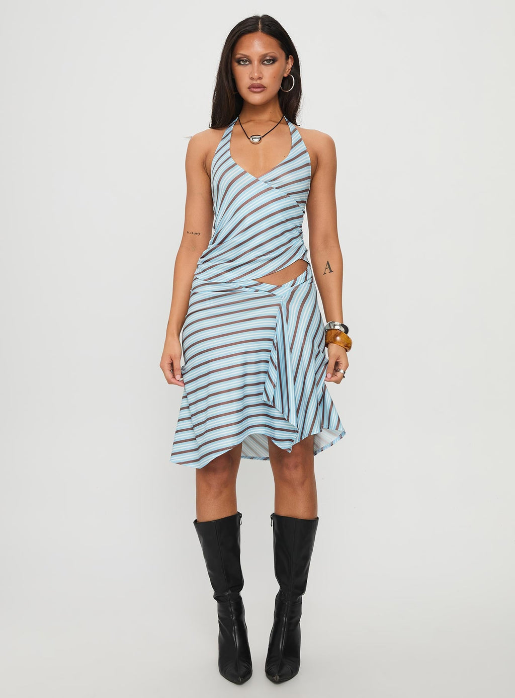 Women's Fayez Top Diagonal Blue Stripe — Matching Set