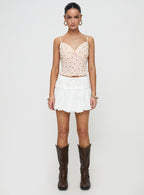 Women's Dear London Bubble Hem Mini Skirt White