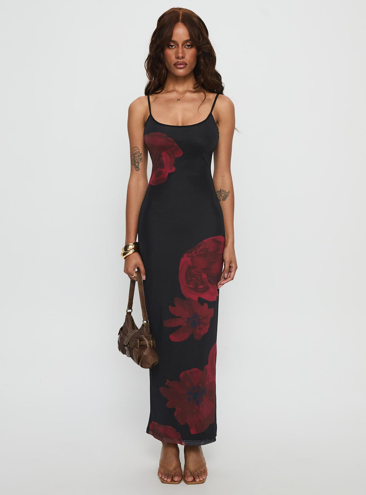 Women's Lucky to Love Maxi Dress Black / Red Floral — Dress