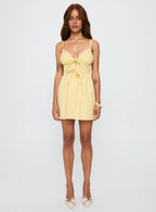 Women's Viviette Ruched Mini Dress Lemon — Dress