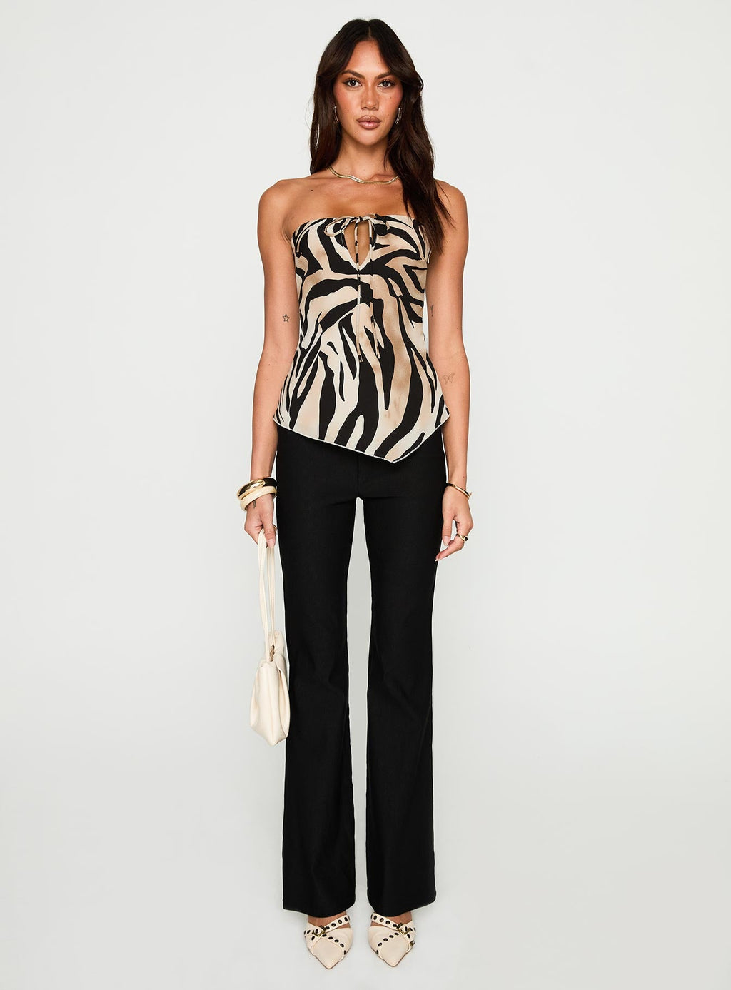Women's I Wonder Strapless Cut Out Top Tiger