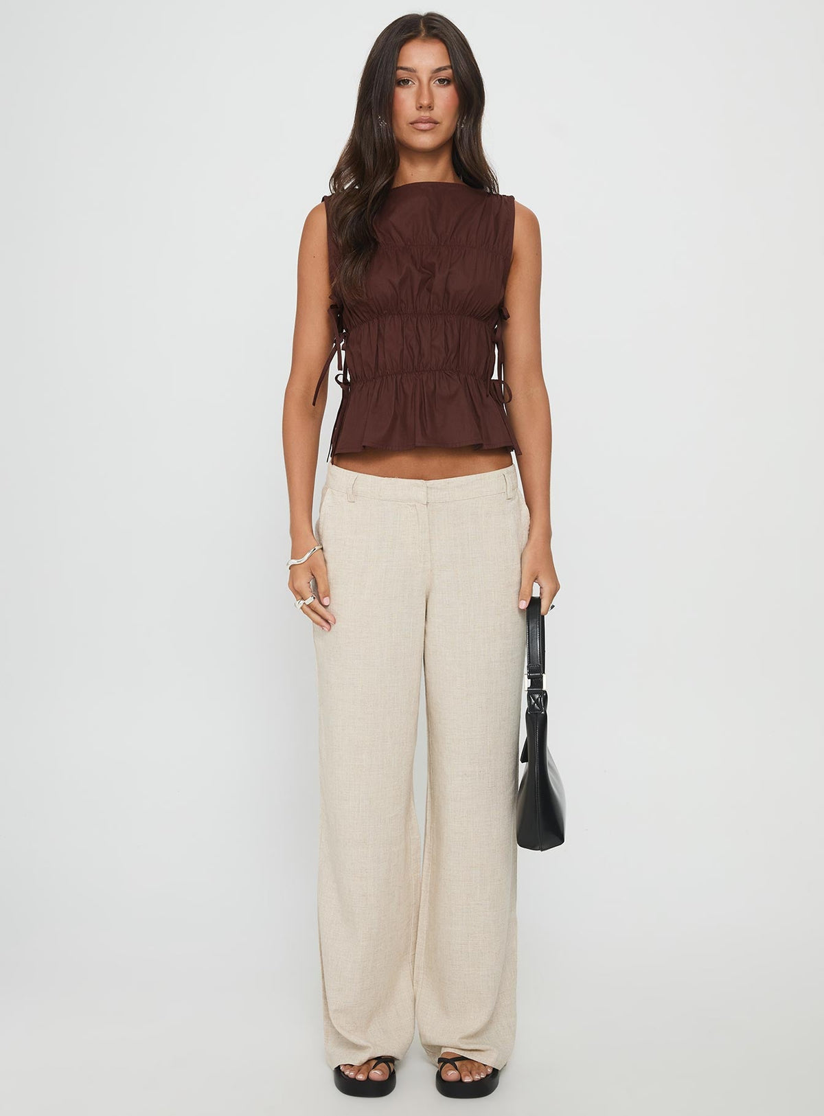 Women's Endless Summers Tie Side Top Chocolate