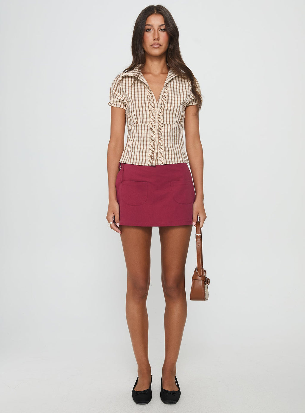 Women's Arla Blouse Brown Check