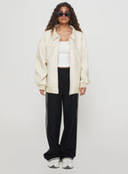 Women's Goldsmith Faux Leather Bomber Jacket Cream