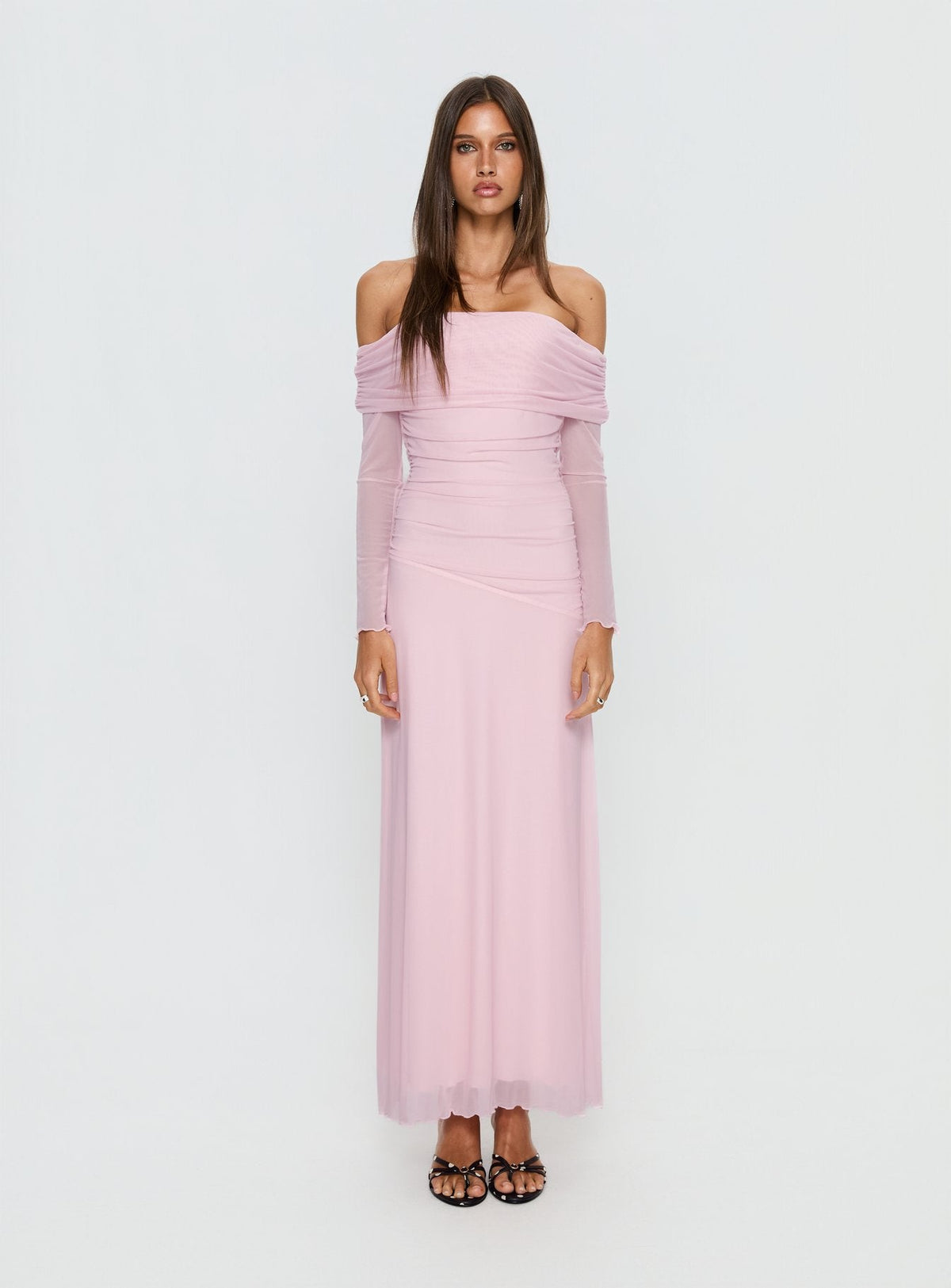Women's Emorissa Off Shoulder Long Sleeve Maxi Dress Soft Pink — Dress