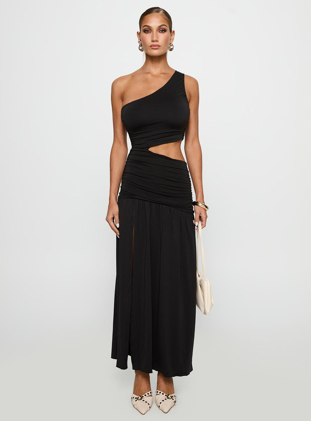 Women's Magnetize Ruched Maxi Dress Black — Dress