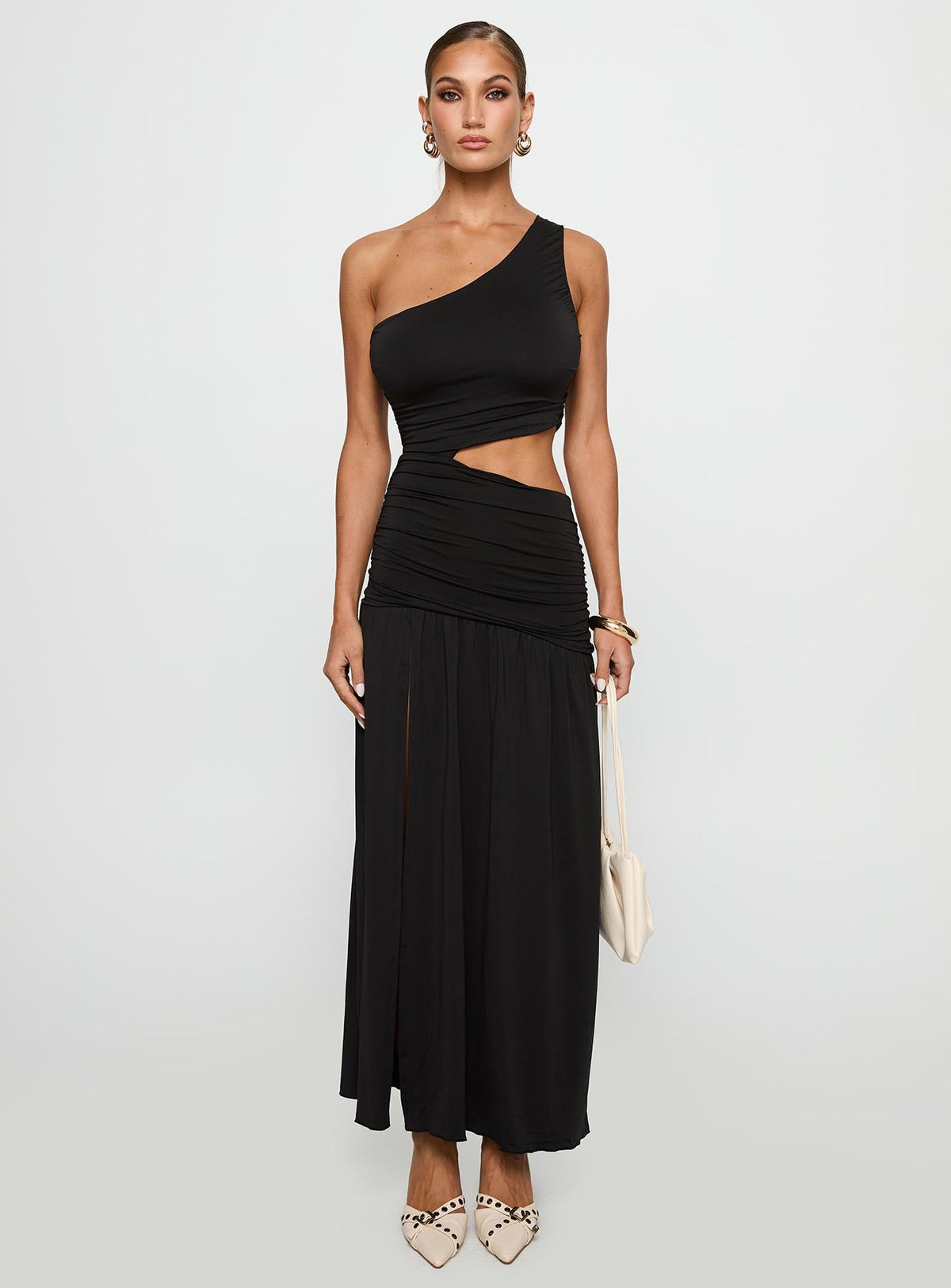 Women's Magnetize Ruched Maxi Dress Black — Dress