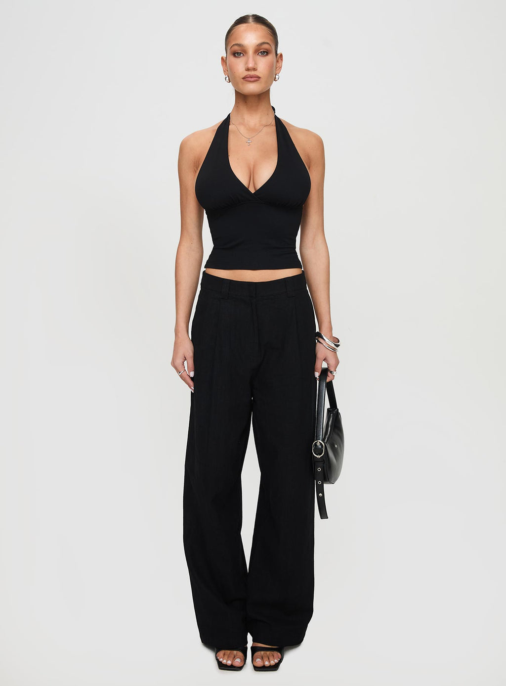 Women's Whimsy Halter Top Black Petite