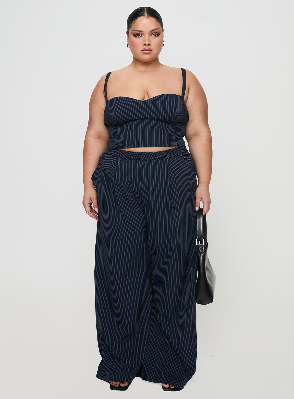 Women's Briana Set Navy Pinstripe Curve
