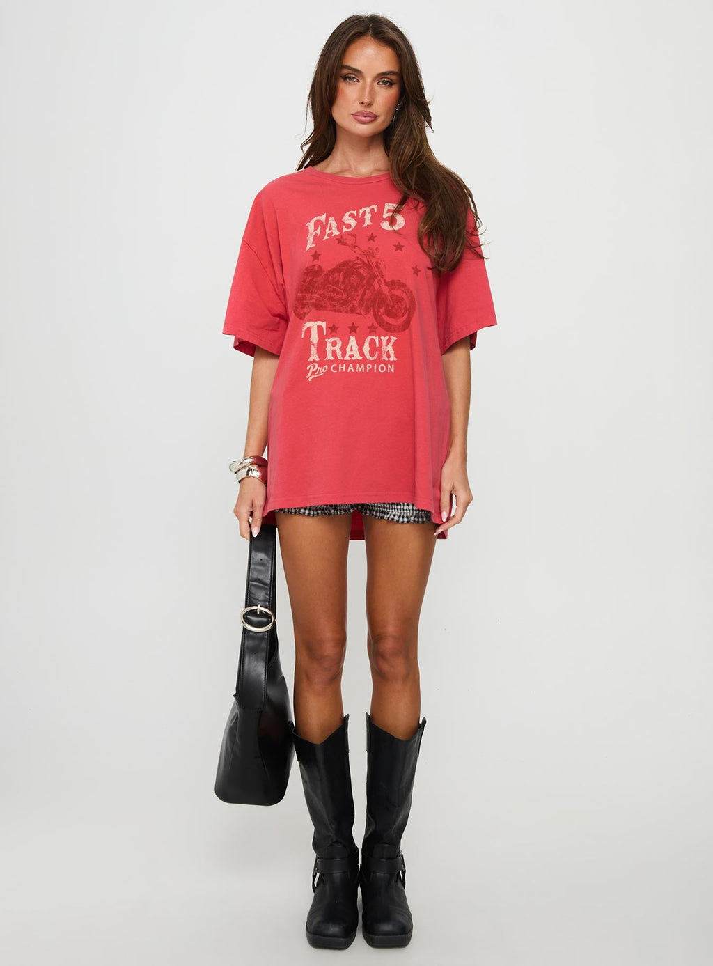 Women's Fast Track Oversized Graphic Top Red