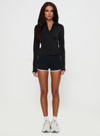 Women's Celosiah Zip Up Collared Top Black