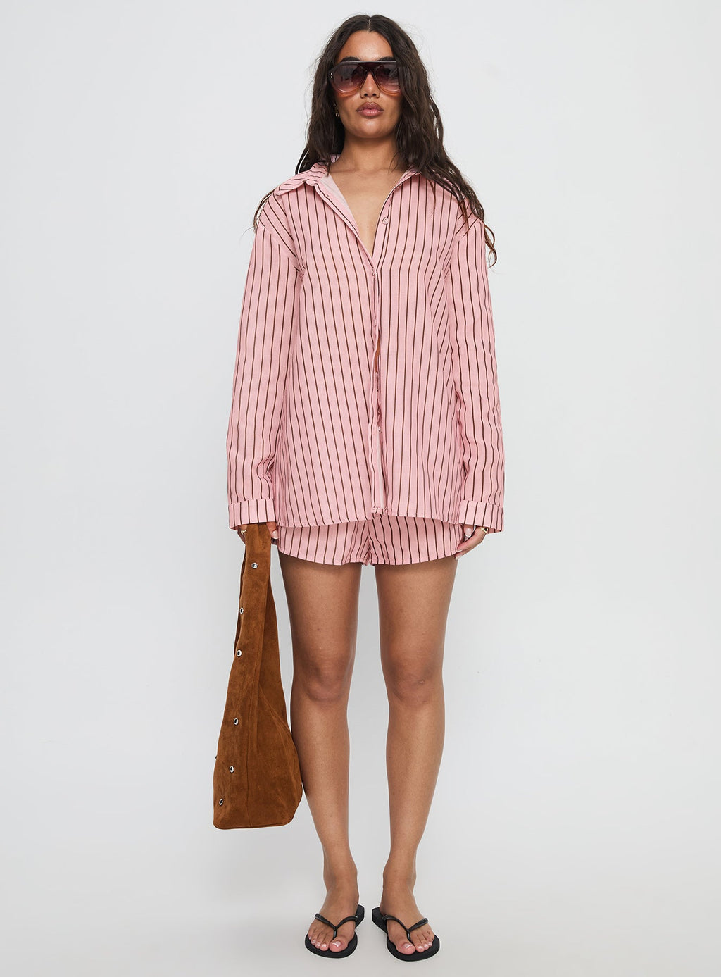 Women's Chloe Set Pink / Brown Stripe