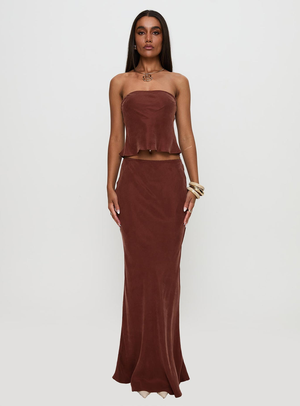 Women's Lucelia Strapless Top Brown — Matching Set