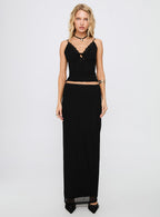Women's Reiko Lace Trim Tie Front Maxi Set Black