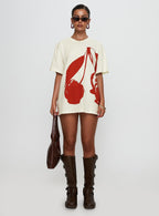 Women's Cherrie Amore Oversized Tee White