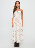Women's Pearle Shirred Maxi Dress White Floral — Dress