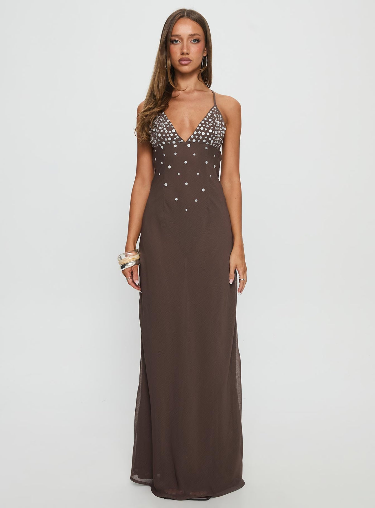Women's Dannelle Sequin Maxi Dress Brown — Dress