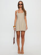 Women's Florelli Halter Mini Dress Oat — Dress